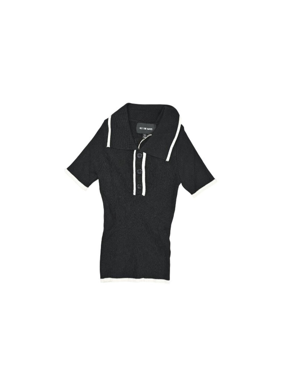 ALL THE WAYS Katrina Knit Polo Top in Black